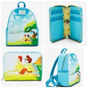 Disney Pixar UP Carl & Ellie in Love Clouds Loungefly Backpack & Wallet Set NEW